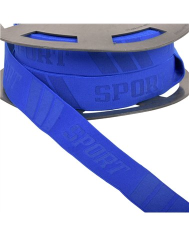 Elastique sport en relief 32mm bleu roi au mètre