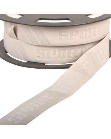 Elastico sportivo goffrato beige da 32 mm al metro