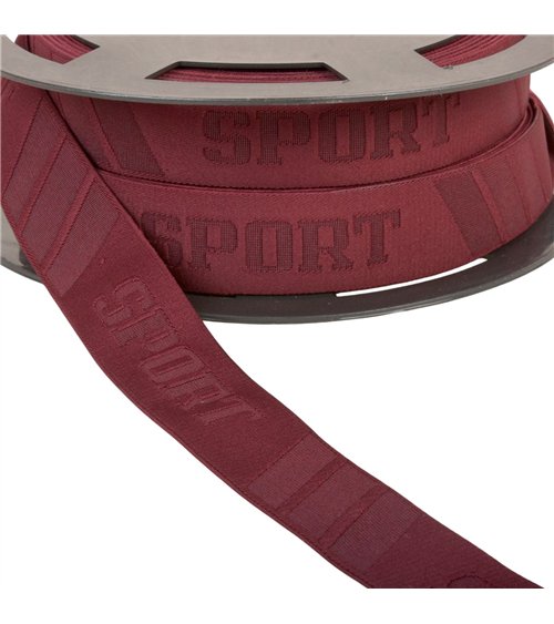 Elastique sport en relief 32mm bordeaux au mètre