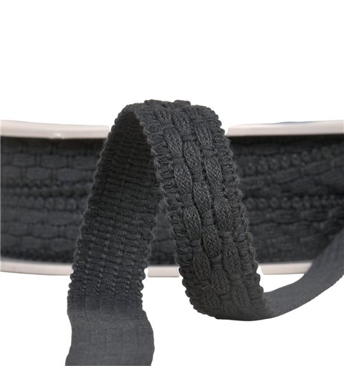 Lézarde surpiquée 19mm noir au mètre