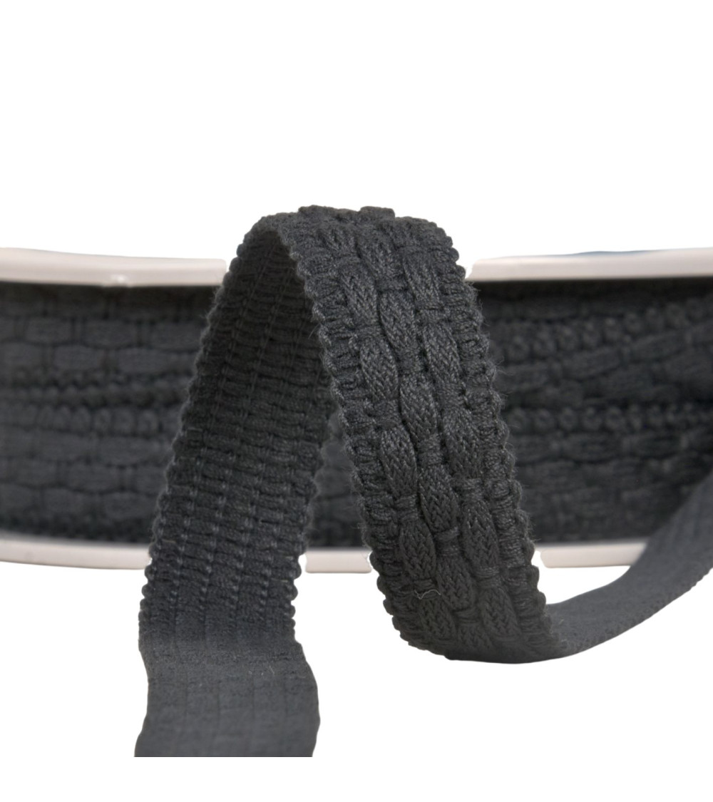 Topstitched crack 19mm black per meter