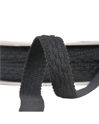 Lézarde surpiquée 19mm noir au mètre