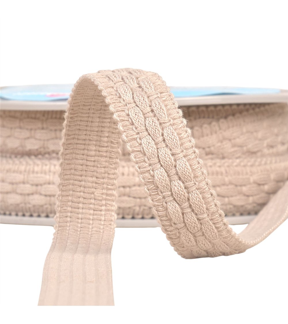 Lézarde surpiquée 19mm beige au mètre