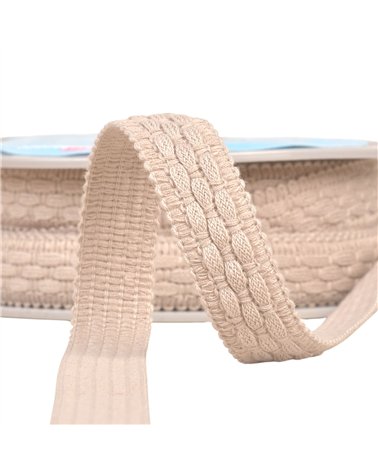 Lézarde surpiquée 19mm beige au mètre