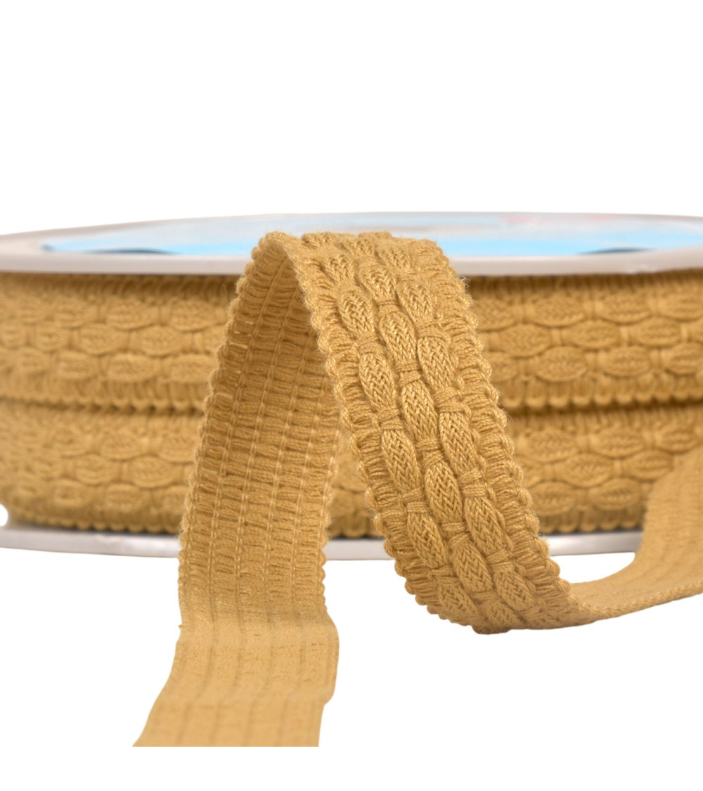 Topstitched crack 19mm mustard per meter