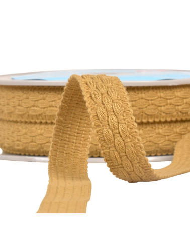 Topstitched crack 19mm mustard per meter