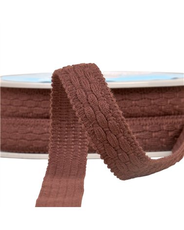 Lézarde surpiquée 19mm marron foncé au mètre