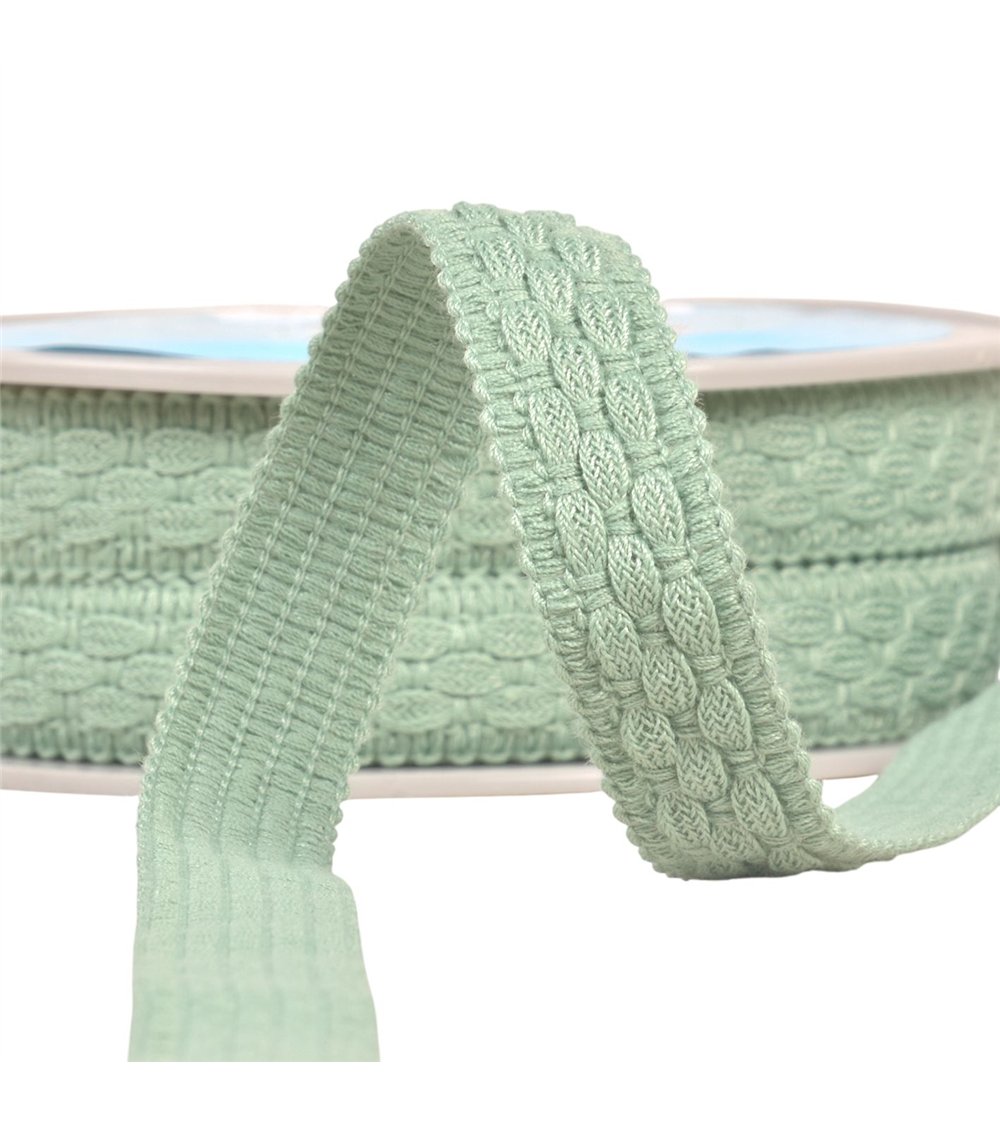 Lézarde surpiquée 19mm vert kaki clair au mètre