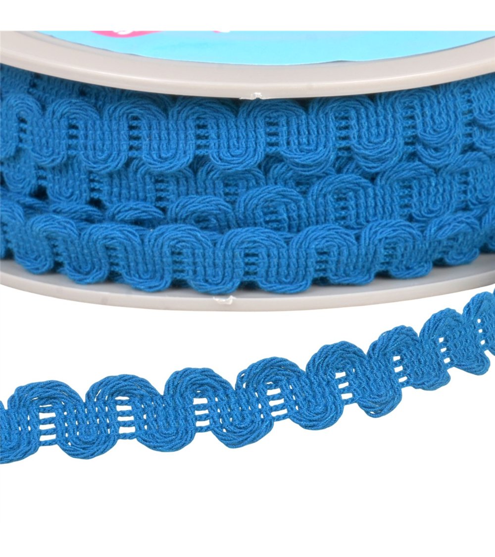 Galon vagues 15mm bleu acier au mètre
