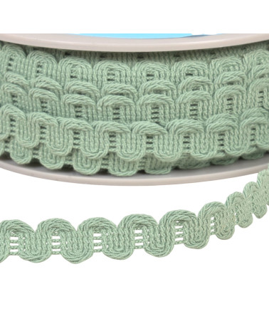 Treccia ondulata 15mm verde kaki chiaro al metro