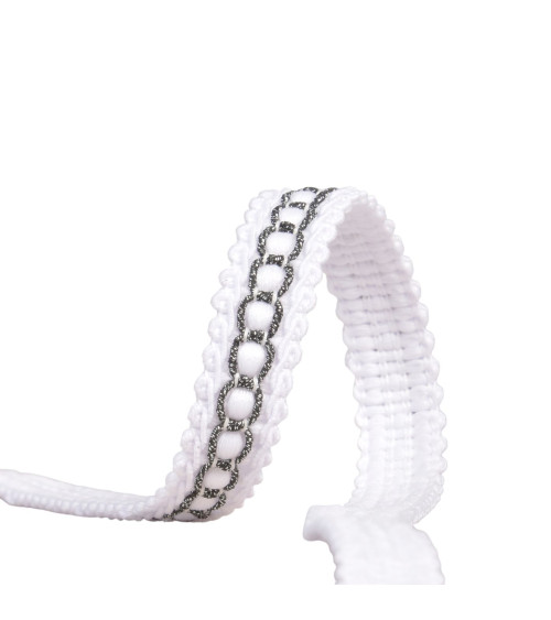 Braid with metal drone 13mm white by the meter