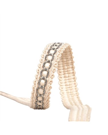 Galon avec bourdon métal 13mm beige au mètre