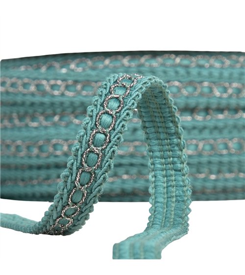 Galon avec bourdon métal 13mm vert kaki au mètre