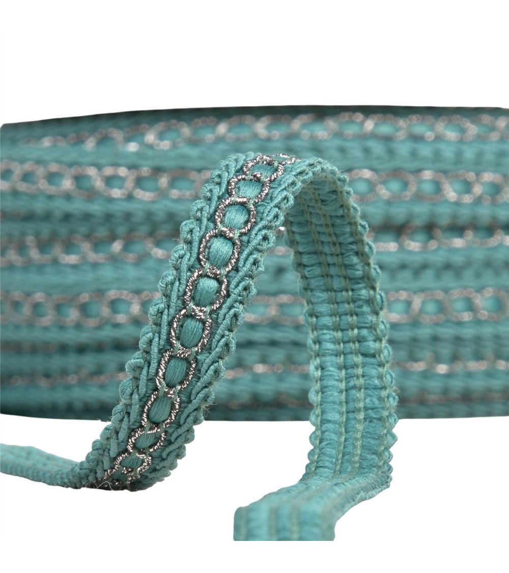 Galon avec bourdon métal 13mm vert kaki au mètre