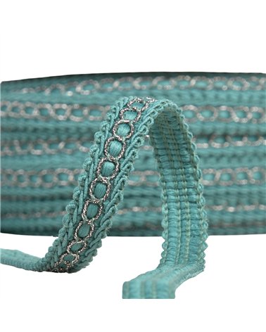 Galon avec bourdon métal 13mm vert kaki au mètre