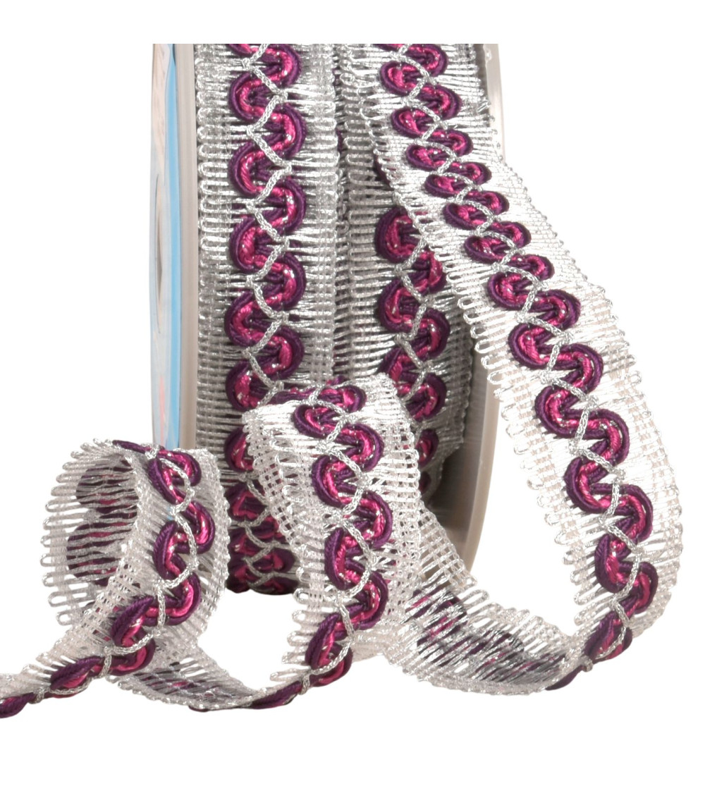 Wave braid on metal braid 25mm purple by the meter