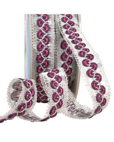 Wave braid on metal braid 25mm purple by the meter