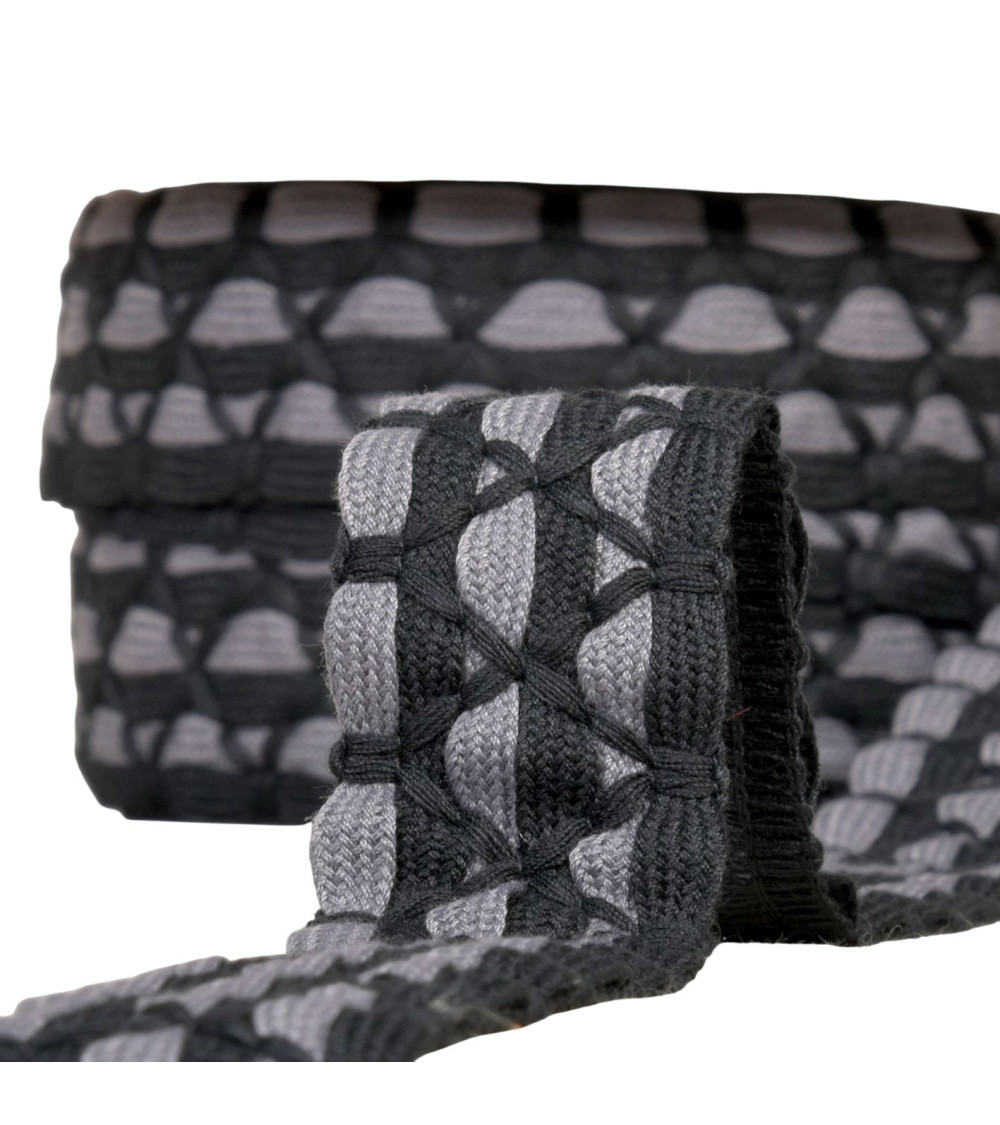 Two-tone braid six strands 31mm gray per meter