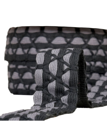 Two-tone braid six strands 31mm gray per meter