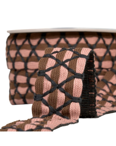 Two-tone braid six strands 31mm brown per meter