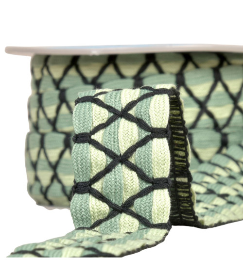 Two-tone braid six strands 31mm khaki by the meter