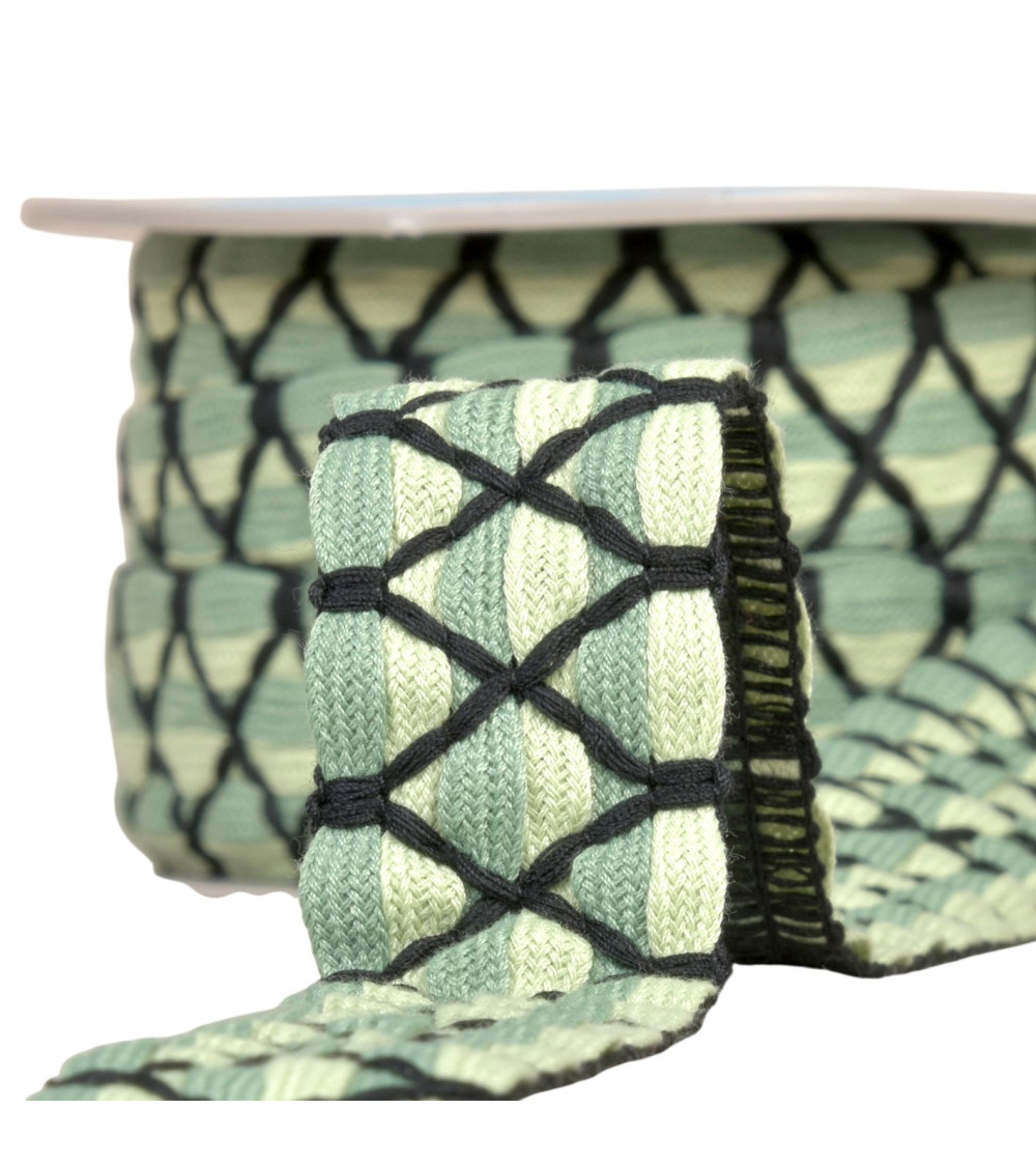 Two-tone braid six strands 31mm khaki by the meter