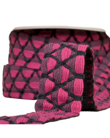 Treccia bicolore sei capi 31 mm Viola al metro