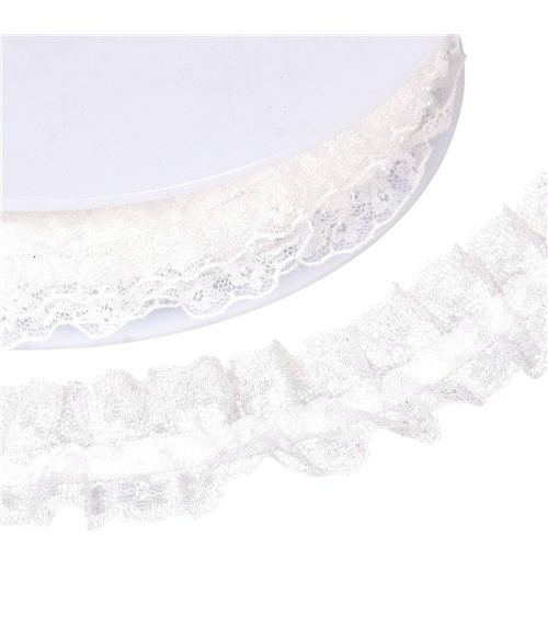 Galon dentelle élastique 30mm blanc au mètre