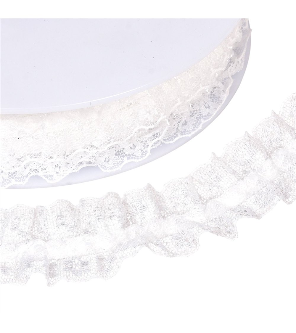 Galon dentelle élastique 30mm blanc au mètre