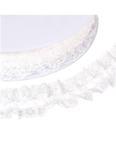 Galon dentelle élastique 30mm blanc au mètre