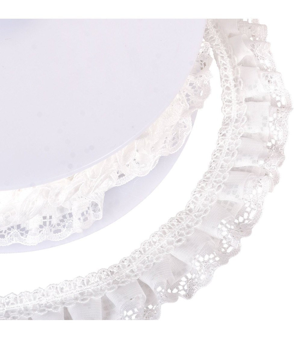 30mm white gathered lace trim per meter