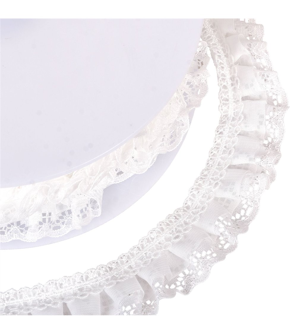 Galon dentelle froncée 30mm blanc au mètre