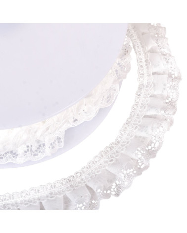 30mm white gathered lace trim per meter