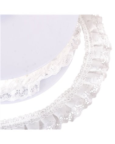 Galon dentelle froncée 30mm blanc au mètre
