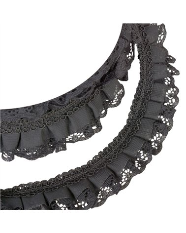 Galon dentelle froncée 30mm noir au mètre