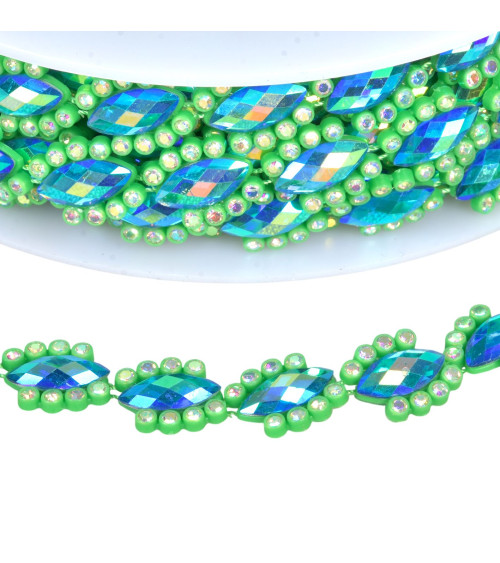 14mm dark green jewel braid per meter