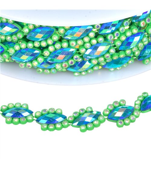 Galon bijou 14mm vert foncé au mètre