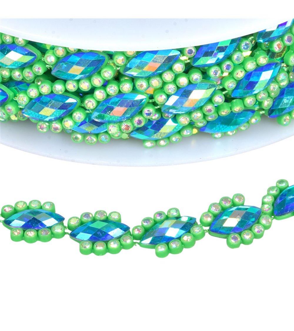 Galon bijou 14mm vert foncé au mètre
