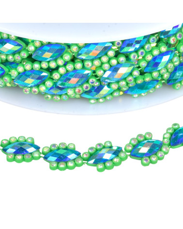 Treccia gioiello verde scuro da 14 mm al metro