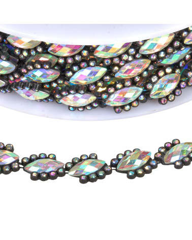 Jewel braid 14mm black/silver per meter
