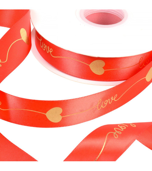 25mm red love ribbon per meter