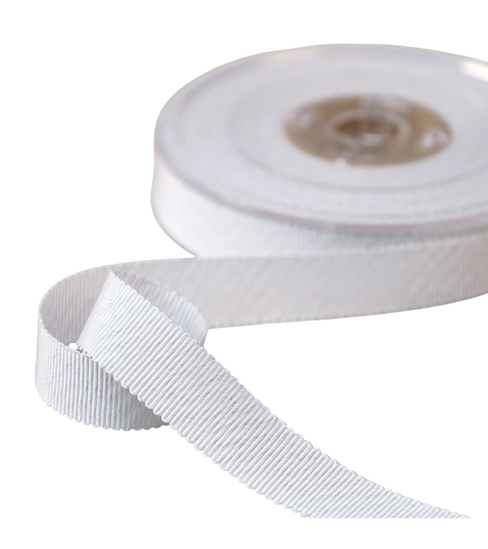 16m Petersham spool with white metallic threads