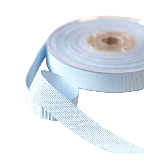 Bobina petersham de 16m con hilos metalizados azul claro