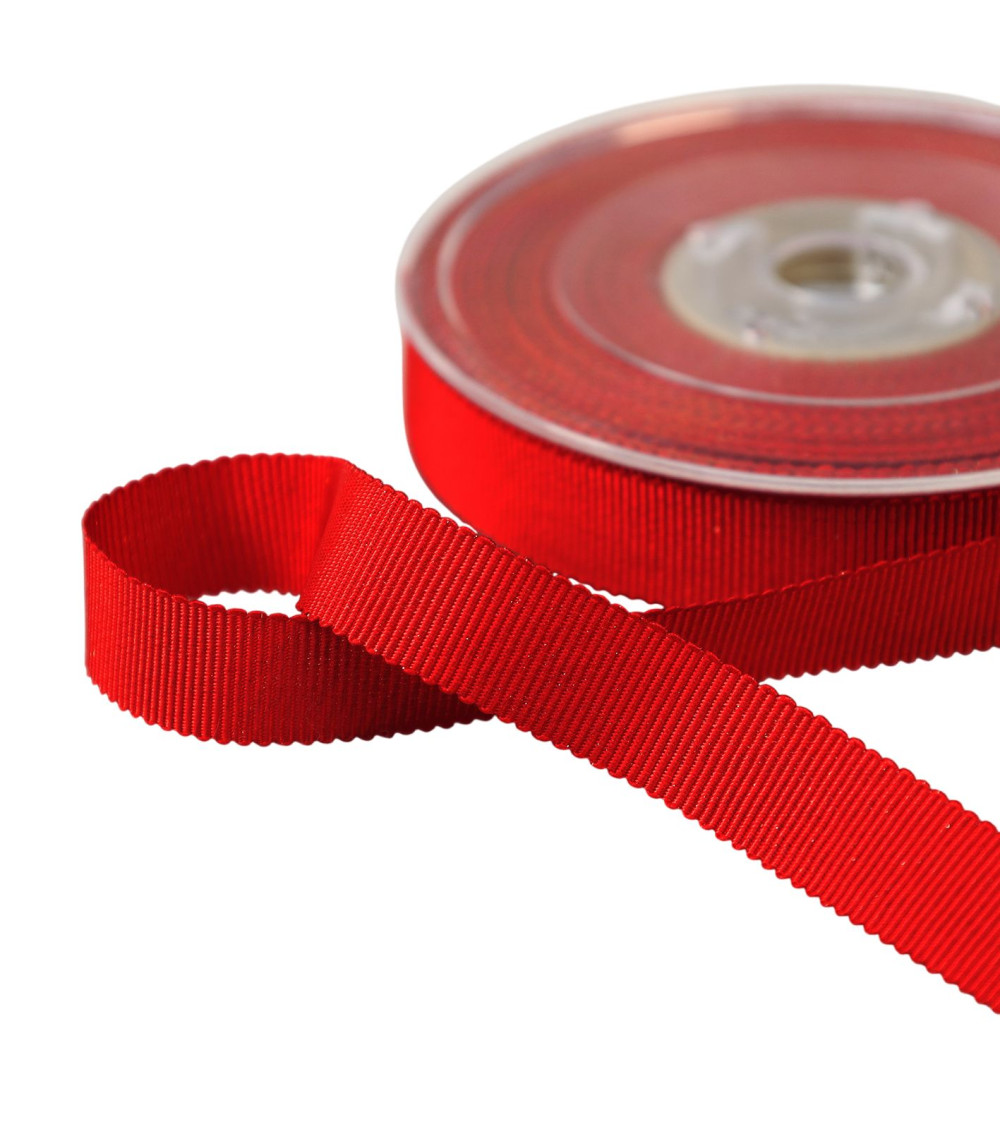 Bobina Petersham de 16m con hilos metálicos rojos