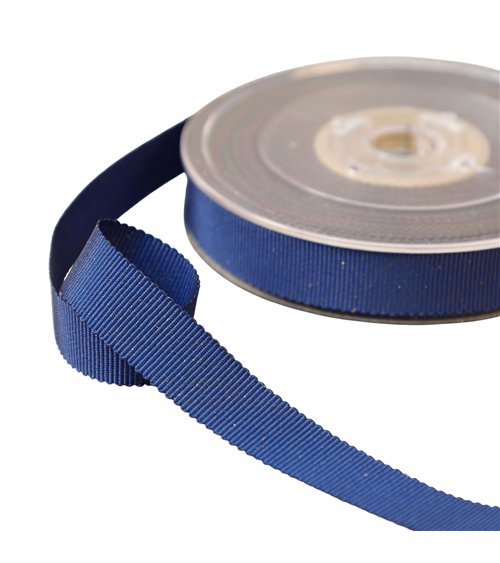 Bobine 16m petersham avec fils métalliques bleu roi