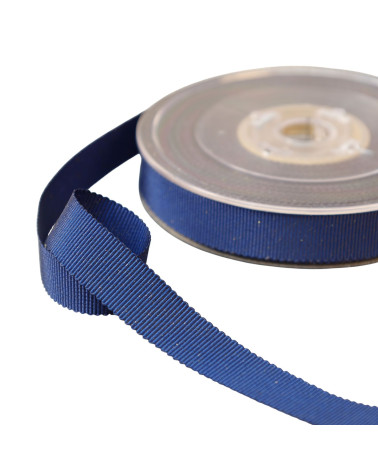 16 m lange Petersham-Spule mit königsblauen Metallic-Fäden