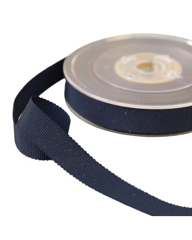 Bobina Petersham de 16m con hilos metalizados azul marino