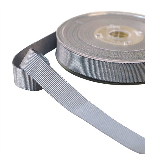 Bobine 16m petersham avec fils métalliques gris clair