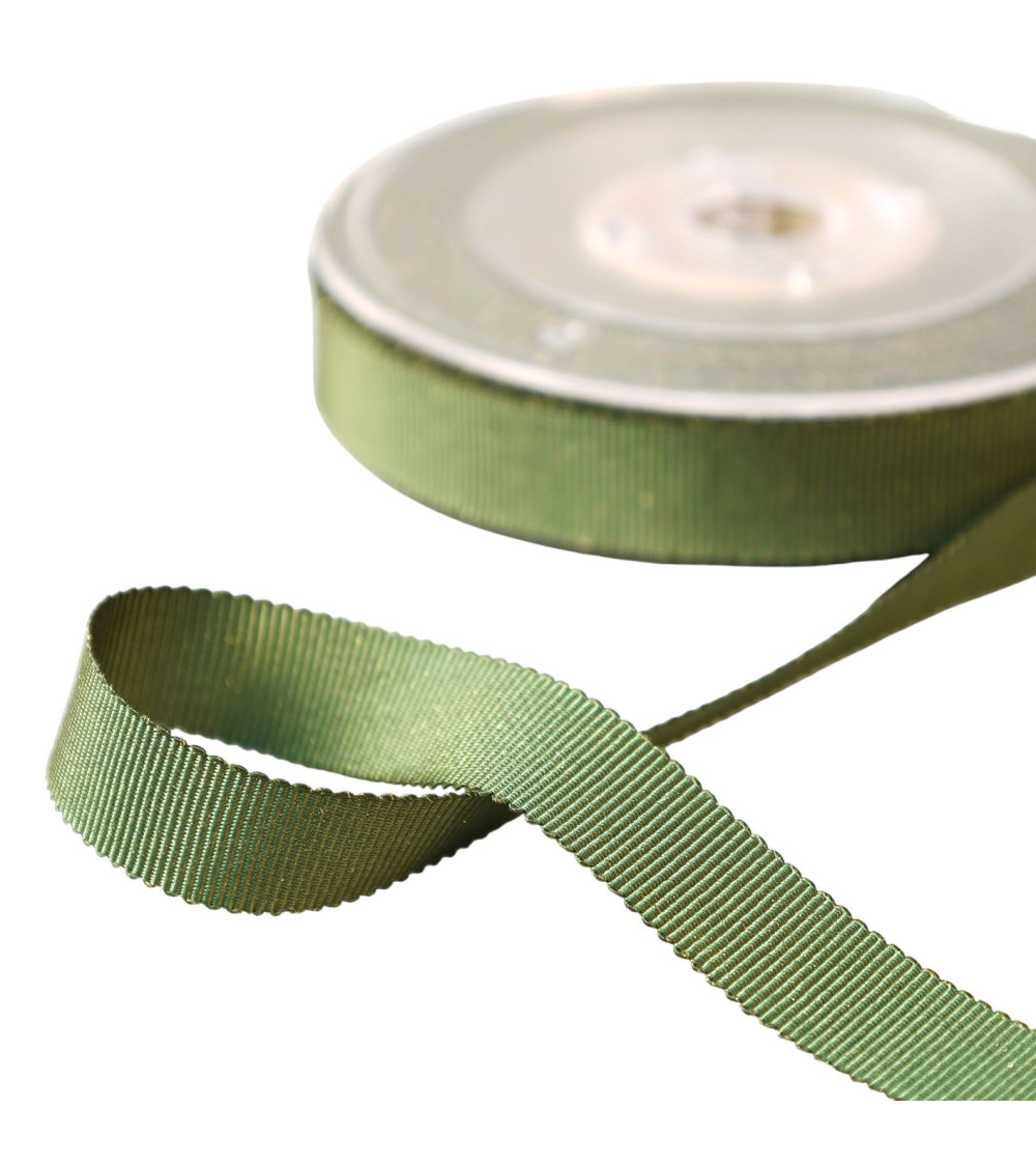16m Petersham spool with khaki metallic threads