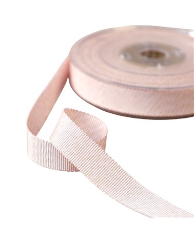 Bobine 16m petersham avec fils métalliques rose clair